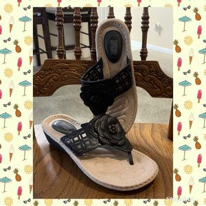 Berkeley Jensen leather flower thong sandal